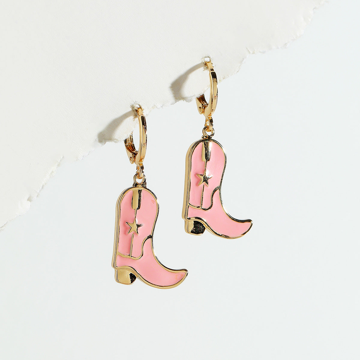 Wholesale Cute Western Cowgirl Enamel Boots Alloy Earrings